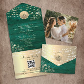 Invitation Tout En Un Code QR Mariage Emerald
