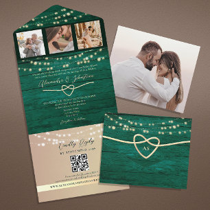 Invitation Tout En Un Code QR Mariage Emerald