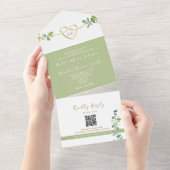 Invitation Tout En Un Code QR Mariage Eucalyptus (Déchirure)