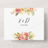 Invitation Tout En Un Code QR Mariage Floral Aquarelle Script (Verso)