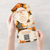 Invitation Tout En Un Code QR Mariage Floral Bohème Rétro (Déchirure)