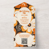 Invitation Tout En Un Code QR Mariage Floral Bohème Rétro (À l'intérieur)