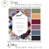 Invitation Tout En Un Code QR Mariage Halloween Couleurs Gothiques Rusti
