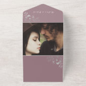 Invitation Tout En Un Code QR Mariage mauve (Dehors)