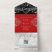 Invitation Tout En Un Code QR Mariage Noir et Rouge Gothique (À l'intérieur)