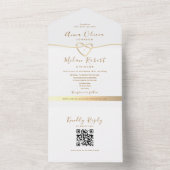 Invitation Tout En Un Code QR Mariage Or Blanc (À l'intérieur)