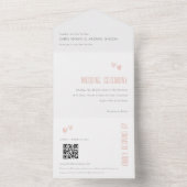 Invitation Tout En Un Code QR Mariage Pastel Dusky Pink Hearts minimum (À l'intérieur)