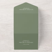 Invitation Tout En Un Code QR | Mariage photo Deep Sage Green Overlay (Dehors)