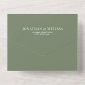 Invitation Tout En Un Code QR | Mariage photo Deep Sage Green Overlay (Verso)