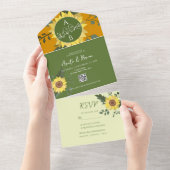 Invitation Tout En Un Code QR Mariage Tournesol Boho (Déchirure)