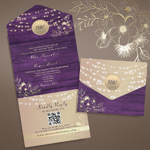 Invitation Tout En Un Code QR Mariage violet