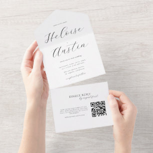 Invitation Tout En Un Code QR minimaliste Tout en un carton d'invitation