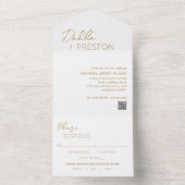 Invitation Tout En Un Code QR minimum or Mariage moderne (À l'intérieur)