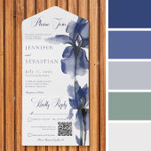 Invitation Tout En Un Code QR moderne bleu Iris