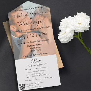 Invitation Tout En Un code qr moderne chic rsvp mariage photo tout en un