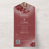 Invitation Tout En Un Code QR moderne rouge et Rose Brown (À l'intérieur)