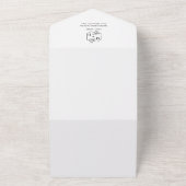 Invitation Tout En Un Code QR Monogramme Botanique Minimal pour Mariage (Dehors)