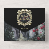 Invitation Tout En Un Code QR monogramme de mariage avec ruines gothique (Verso)