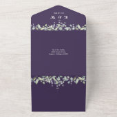 Invitation Tout En Un Code QR Monogramme Fleur de Lilas Mariage Violet (Dehors)