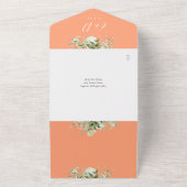 Invitation Tout En Un Code QR Monogramme Floral de Verdure de Pêche Mari (Dehors)