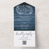 Invitation Tout En Un Code QR Monogramme Floral Mariage Bois Rustique Bl (À l'intérieur)