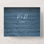 Invitation Tout En Un Code QR Monogramme Floral Mariage Bois Rustique Bl (Verso)