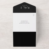 Invitation Tout En Un Code QR Monogramme Noir Et Blanc Date De Mariage (Dehors)