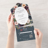 Invitation Tout En Un Code QR Moody Bleu Ovale foncé (Déchirure)