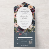 Invitation Tout En Un Code QR Moody Bleu Ovale foncé (À l'intérieur)