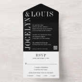 Invitation Tout En Un Code QR Noir Gras Mariage Moderne (À l'intérieur)
