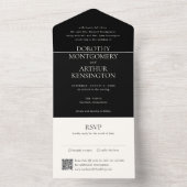 Invitation Tout En Un Code QR noir moderne Élégant Mariage (À l'intérieur)