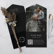 Code QR noir moderne | Photo | Mariage de monogram