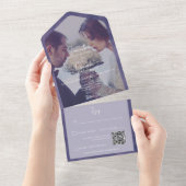Invitation Tout En Un Code QR photo moderne violet (Déchirure)
