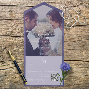 Invitation Tout En Un Code QR photo moderne violet