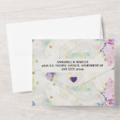 Invitation Tout En Un Code QR romantique mauve floral (Verso)