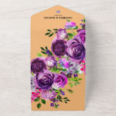 Invitation Tout En Un Code QR romantique violet floral (Dehors)