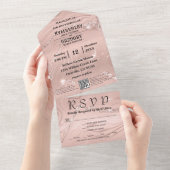 Invitation Tout En Un Code QR rose brillant brillant brillant argent bri (Déchirure)