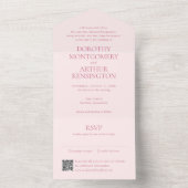 Invitation Tout En Un Code QR Rose Moderne Élégant Mariage (À l'intérieur)
