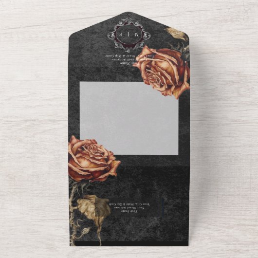 Invitation Tout En Un Code QR Rose noir et gris foncé gothique (Dehors)