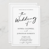 Invitation Tout en un Code QR RSVP Mariage de calligraphie mo (Devant / Derrière)