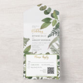 Invitation Tout En Un Code QR rustique Tropical Green & Eucalyptus (À l'intérieur)