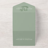 Invitation Tout En Un Code QR | Sage Green Overlay Mariage de script pho (Dehors)