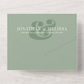 Invitation Tout En Un Code QR | Sage Green Overlay Mariage de script pho (Verso)