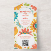 Invitation Tout En Un Code QR Typographie Rétro Mariage Soleil d'Été (À l'intérieur)