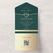 Invitation Tout En Un Code QR Vert Émeraude Or Mariage (À l'intérieur)