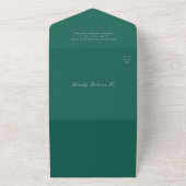 Invitation Tout En Un Code QR Vert Émeraude Propre Élégant Mariage (Dehors)