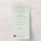 Invitation Tout En Un Code QR Vert Sauge Moderne Élégant pour Mariage (À l'intérieur)