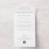 Invitation Tout En Un Code QR Violet Élégant Mariage Propre (À l'intérieur)