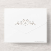 Invitation Tout En Un Coeur d'art de la feuille mariage monogramme tan (Verso)
