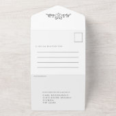 Invitation Tout En Un Coeur d'art feuille mariage monogramme mono (Dehors)